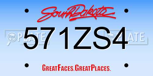 571ZS4 South Dakota License Plate