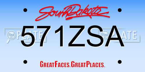 571ZSA South Dakota License Plate