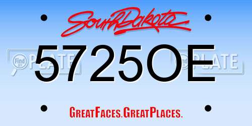 5725OE South Dakota License Plate