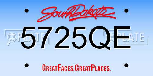 5725QE South Dakota License Plate