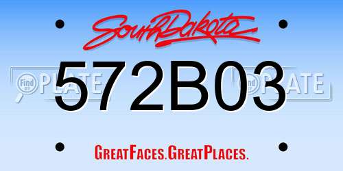 572B03 South Dakota License Plate