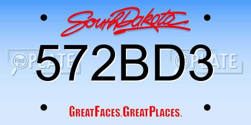 572BD3 South Dakota License Plate