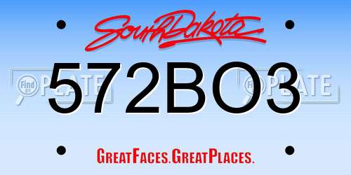 572BO3 South Dakota License Plate
