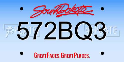 572BQ3 South Dakota License Plate