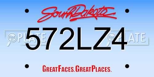 572LZ4 South Dakota License Plate