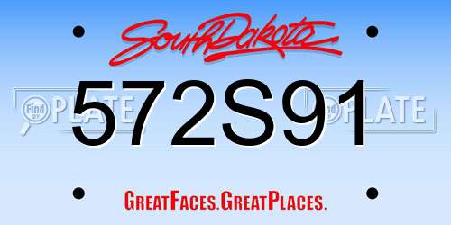 572S91 South Dakota License Plate