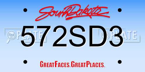 572SD3 South Dakota License Plate