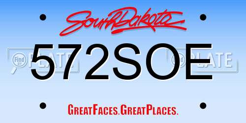 572SOE South Dakota License Plate
