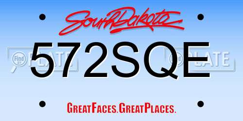 572SQE South Dakota License Plate