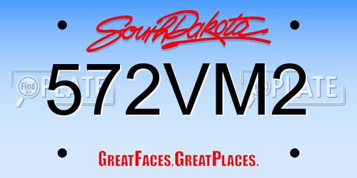 572VM2 South Dakota License Plate