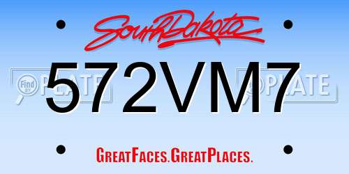 572VM7 South Dakota License Plate