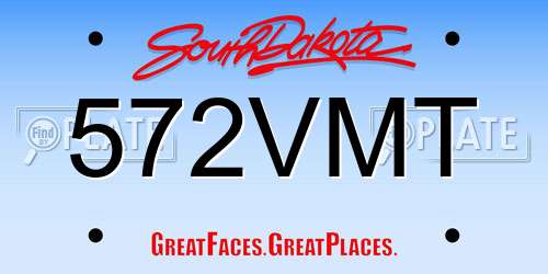 572VMT South Dakota License Plate