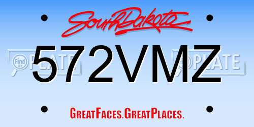 572VMZ South Dakota License Plate