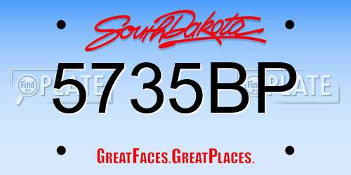 5735BP South Dakota License Plate