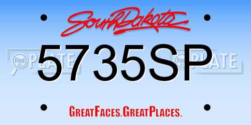 5735SP South Dakota License Plate