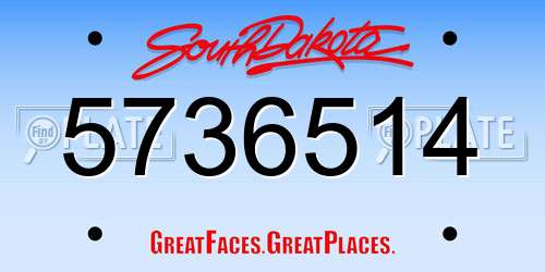 5736514 South Dakota License Plate