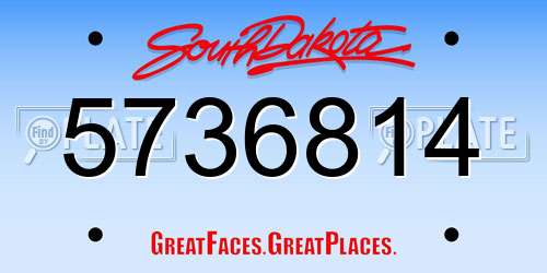 5736814 South Dakota License Plate