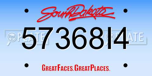 57368I4 South Dakota License Plate