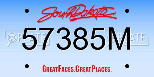 57385M South Dakota License Plate