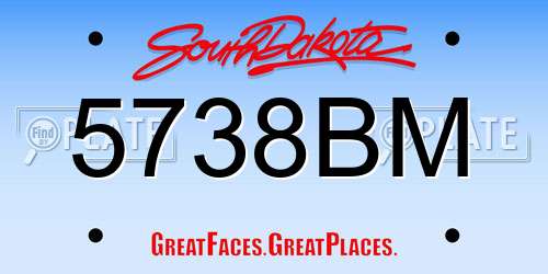 5738BM South Dakota License Plate