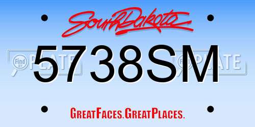 5738SM South Dakota License Plate