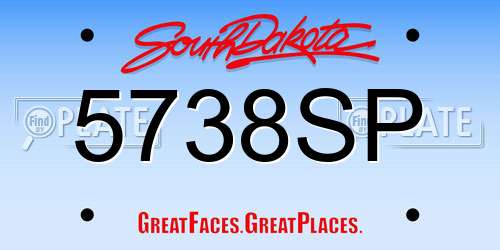 5738SP South Dakota License Plate