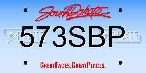 573SBP South Dakota License Plate