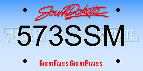 573SSM South Dakota License Plate