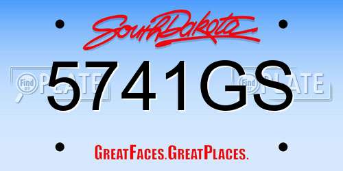5741GS South Dakota License Plate