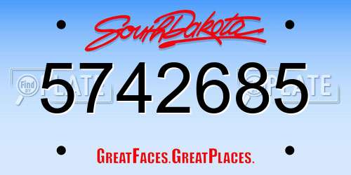 5742685 South Dakota License Plate
