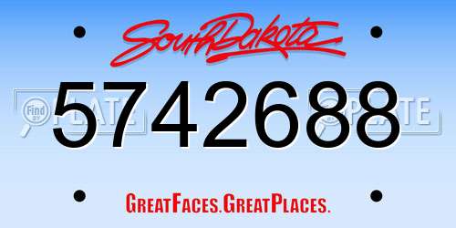5742688 South Dakota License Plate