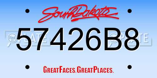 57426B8 South Dakota License Plate