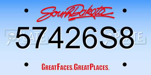 57426S8 South Dakota License Plate