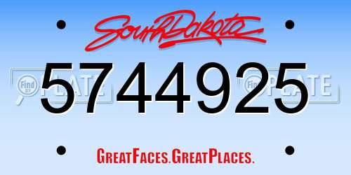 5744925 South Dakota License Plate