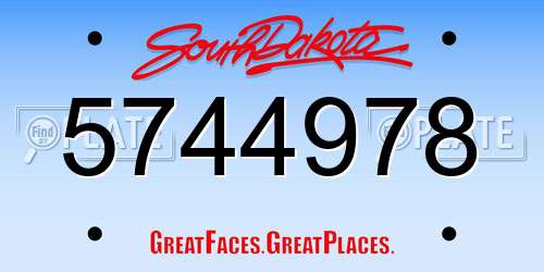 5744978 South Dakota License Plate