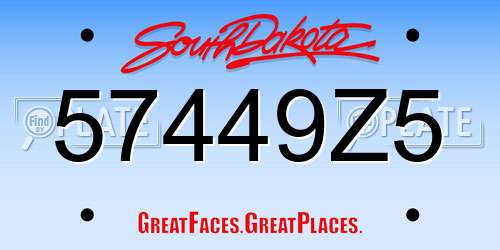 57449Z5 South Dakota License Plate
