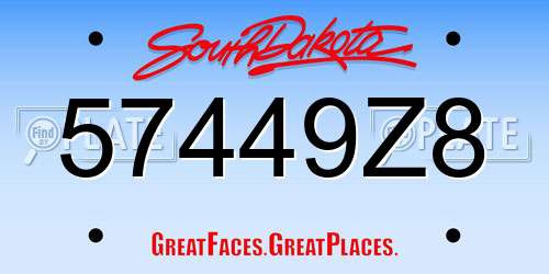 57449Z8 South Dakota License Plate