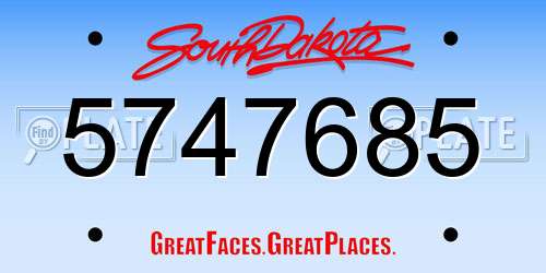 5747685 South Dakota License Plate