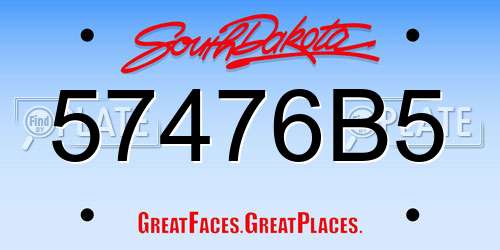 57476B5 South Dakota License Plate