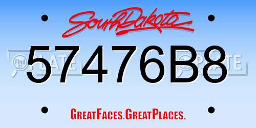 57476B8 South Dakota License Plate