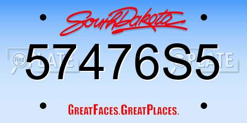 57476S5 South Dakota License Plate