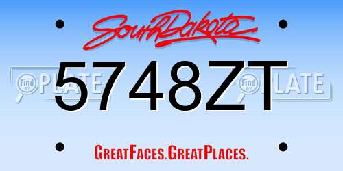 5748ZT South Dakota License Plate