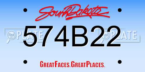 574B22 South Dakota License Plate