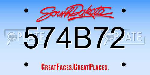 574B72 South Dakota License Plate