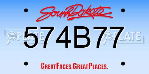 574B77 South Dakota License Plate