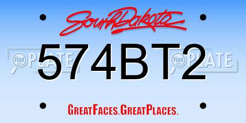 574BT2 South Dakota License Plate