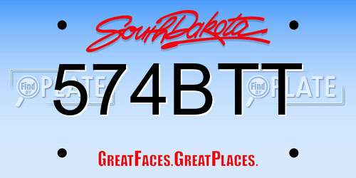 574BTT South Dakota License Plate