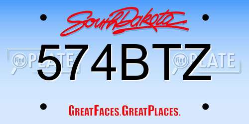574BTZ South Dakota License Plate