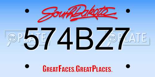574BZ7 South Dakota License Plate