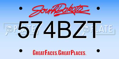 574BZT South Dakota License Plate